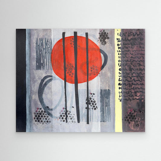 Red Moon Between Worlds - Wabi Sabi Mono Series - Canvas