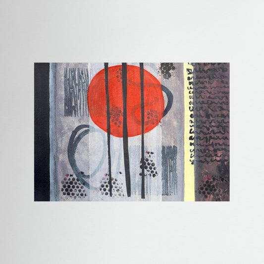 Red Moon Between Worlds - Wabi Sabi Mono Series - Fine Art Paper