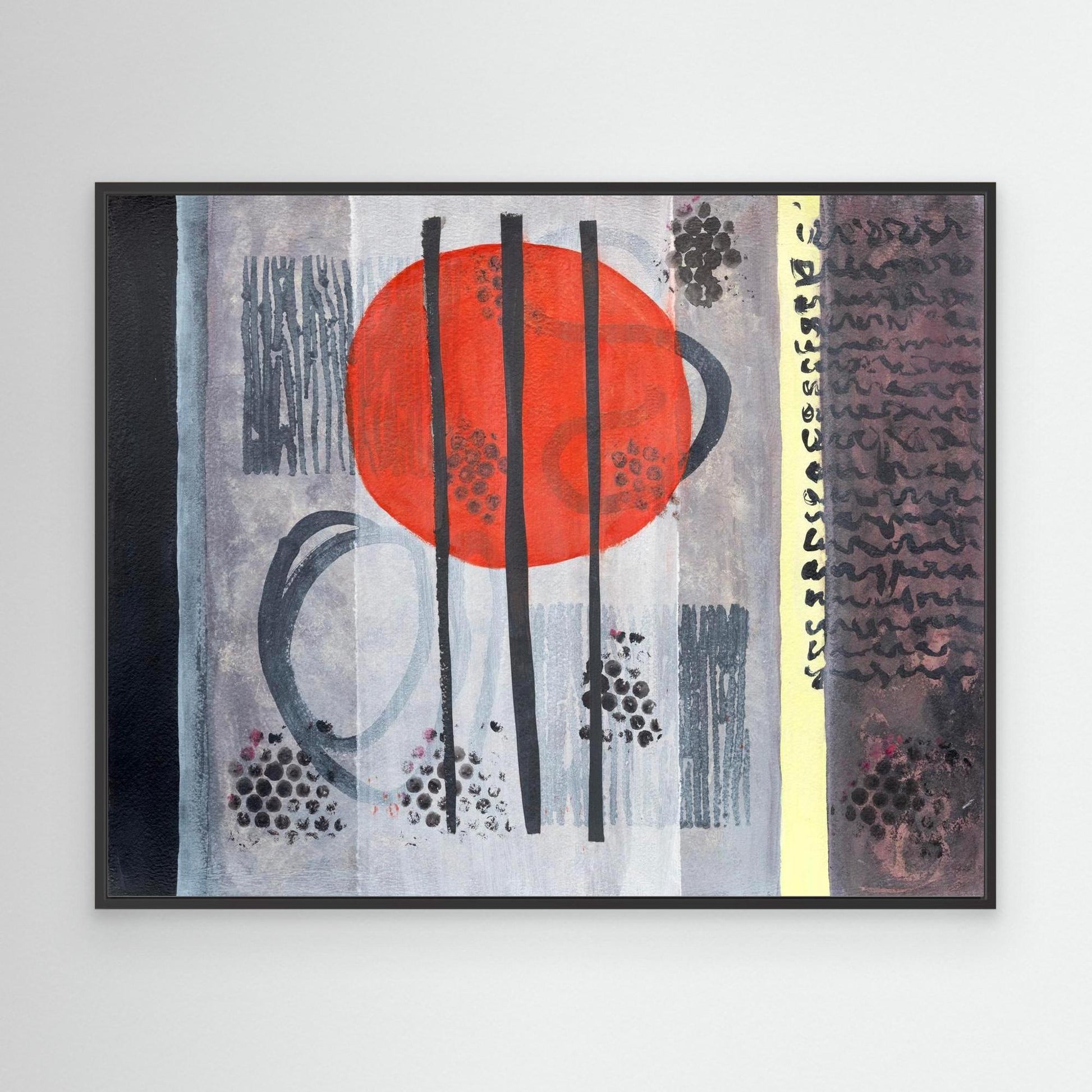 Red Moon Between Worlds - Wabi Sabi Mono Series - Canvas